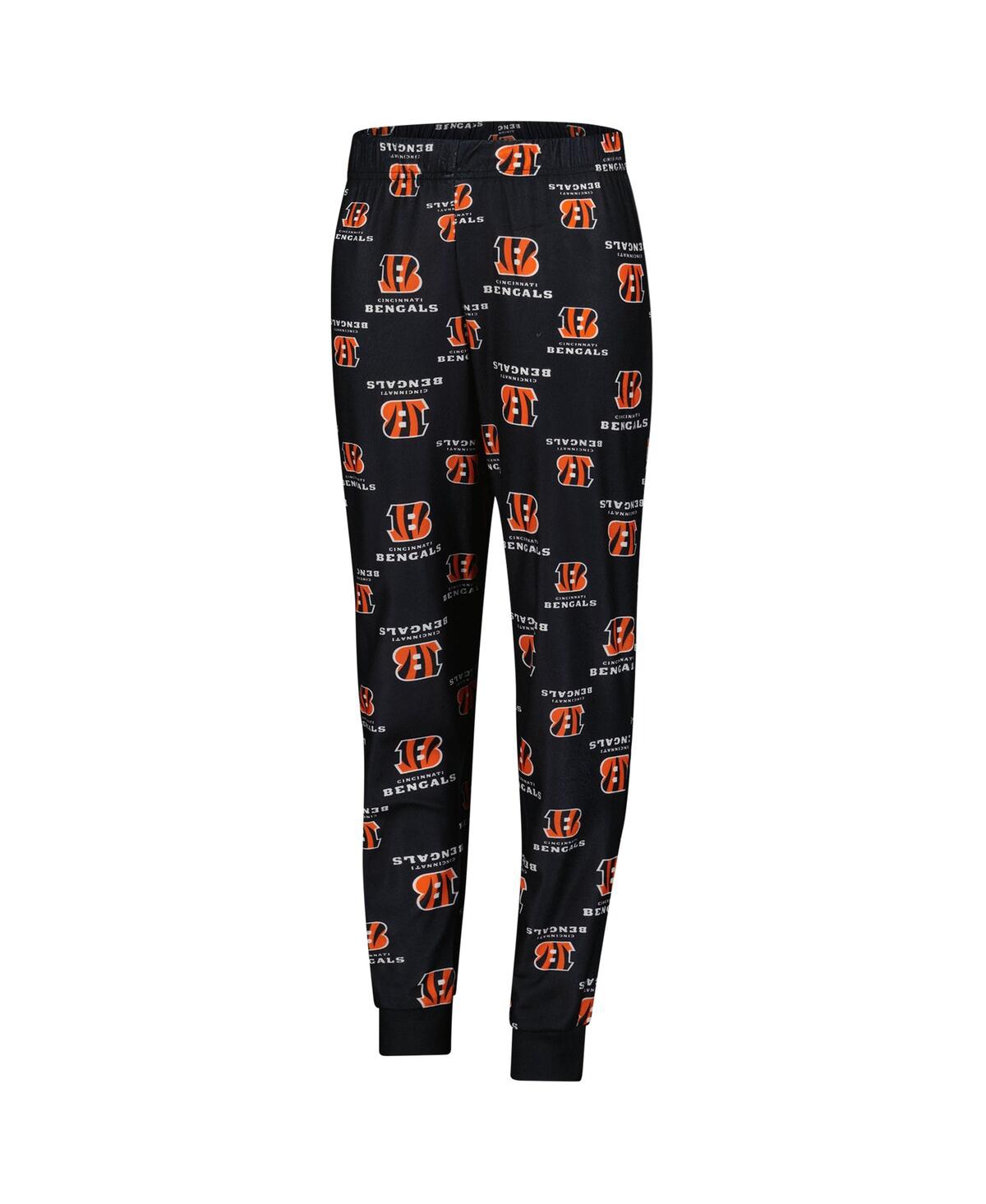 Outerstuff Big Boys And Girls Black Cincinnati Bengals All-over-print Long Sleeve T-shirt And Pants Sleep Set In Black