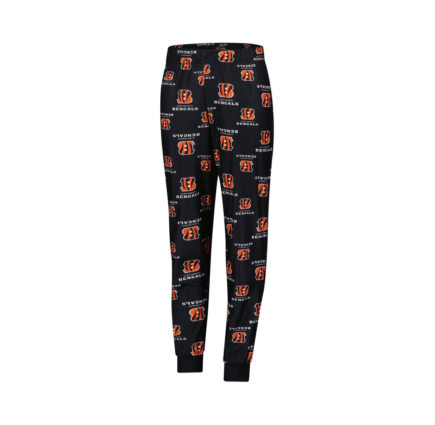 Big Boys and Girls 2-Piece Black Cincinnati Bengals All-Over-Print Long Sleeve T-Shirt and Pants Sleep Set