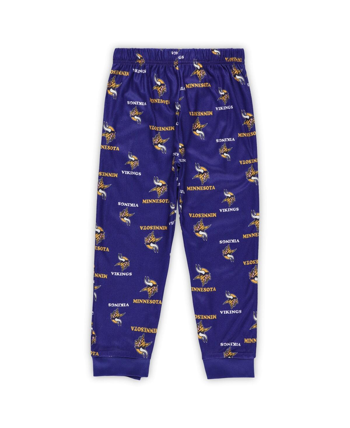 Outerstuff Preschool Purple Minnesota Vikings All-over-print Long Sleeve T-shirt And Pants Sleep Set In Purple