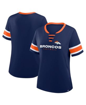 Fanatics - Women's Navy Denver Broncos Plus Size Red Zone Athena Lace-Up V-Notch Neck T-Shirt