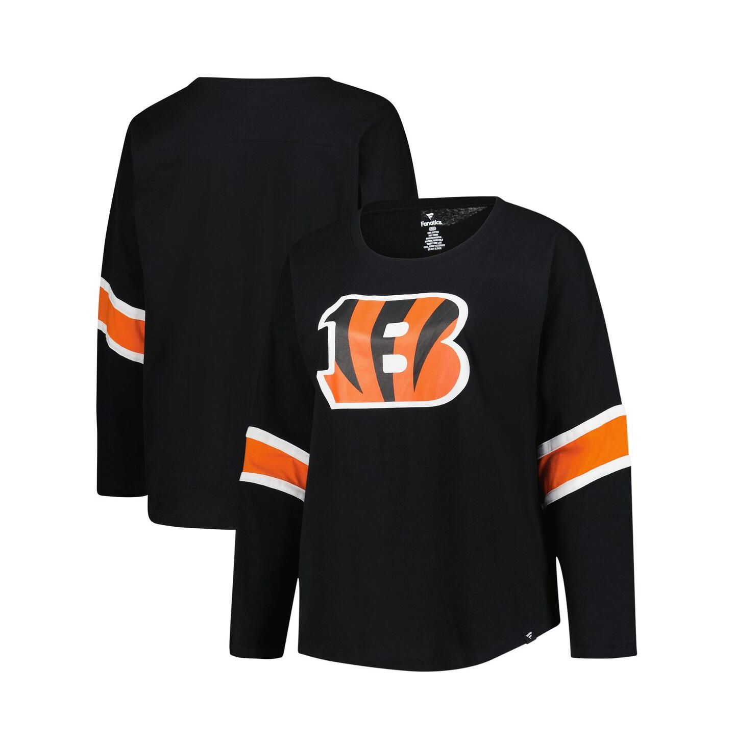 Женская футболка Fanatics Black Cincinnati Bengals Plus Size Redzone 3/4-Sleeve Scoop Neck — фото 1