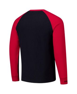 Mitchell Ness Men's Black, Red Chicago Blackhawks Legendary Slub Raglan Long Sleeve T-Shirt