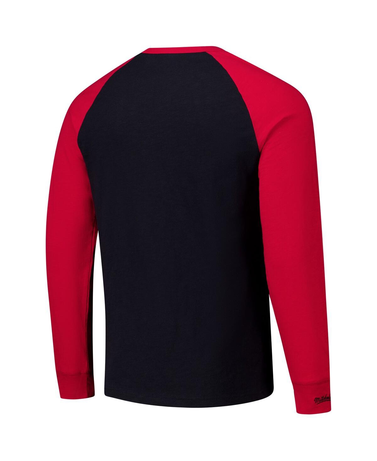 Mitchell & Ness Mitchell Ness Men's Black, Red Chicago Blackhawks Legendary Slub Raglan Long Sleeve T-shirt In Multi