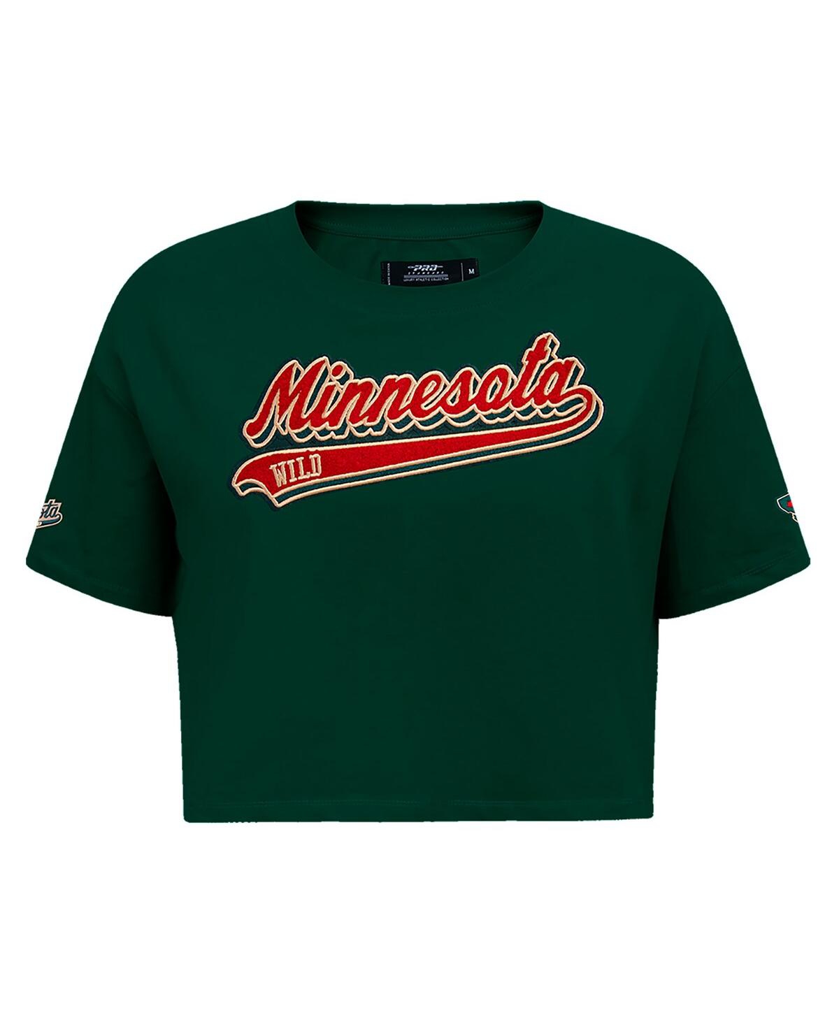 Pro Standard Women's Green Minnesota Wild Boxy Script Tail Cropped T-shirt In Green