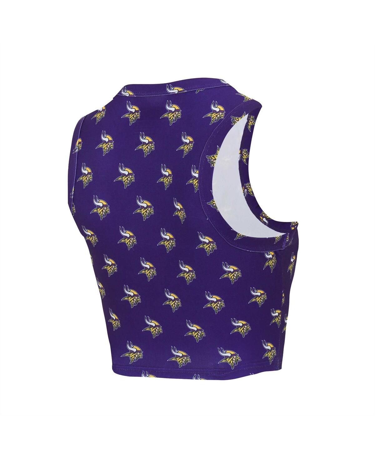 Concepts Sport Women's Minnesota Vikings Gauge Allover Print Cropped Tank Top Shorts Sleep Set In Blue