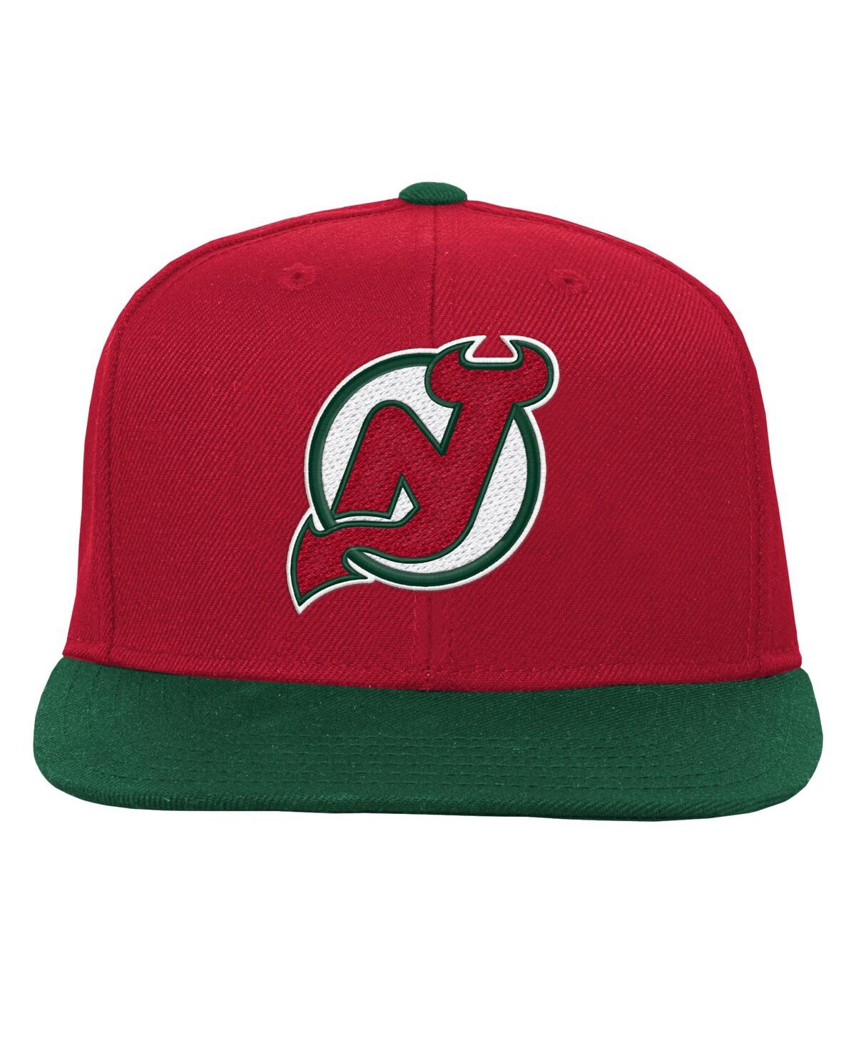 Mitchell & Ness Mitchell Ness Big Boys And Girls Red/green New Jersey Devils Core Team Two-tone Snapback Hat In Red