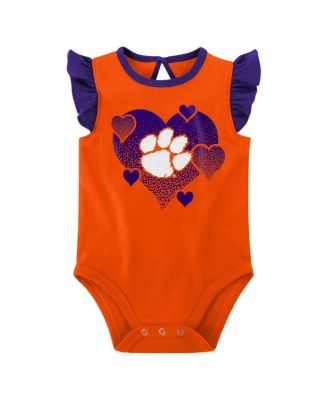 Baby Girls 2-Pack Orange/Purple Clemson Tigers Spread the Love Bodysuit Set