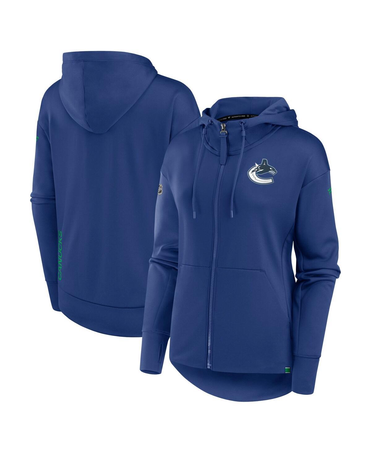 Fanatics Women's Blue Vancouver Canucks Authentic Pro Scuba Full-zip Hoodie In Blue
