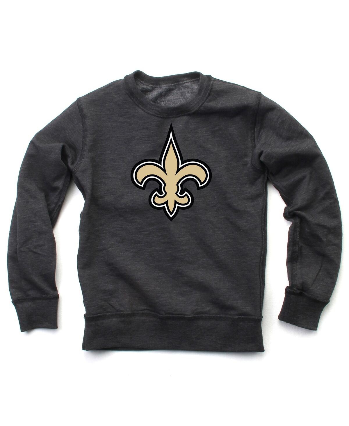 Wes & Willy Wes Willy Big Boys And Girls Black New Orleans Saints Reversible Fleece Pullover Sweatshirt In Gray
