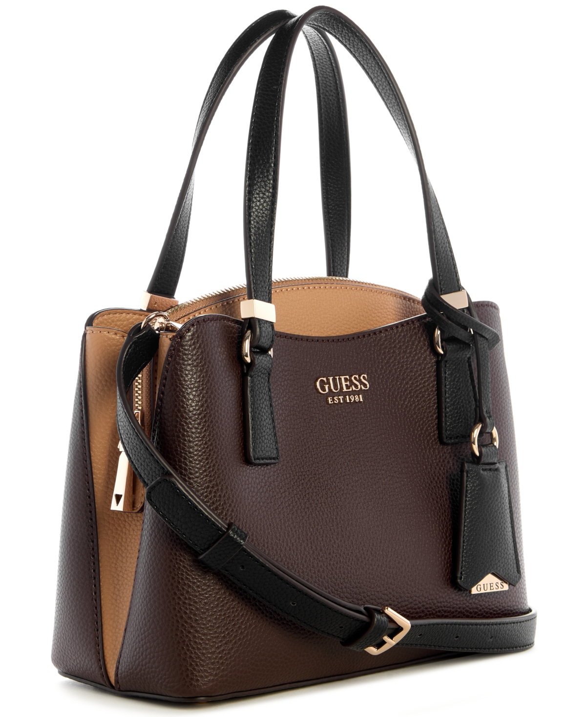 Guess Lyndi Small Girlfriend Satchel Bag In Brown