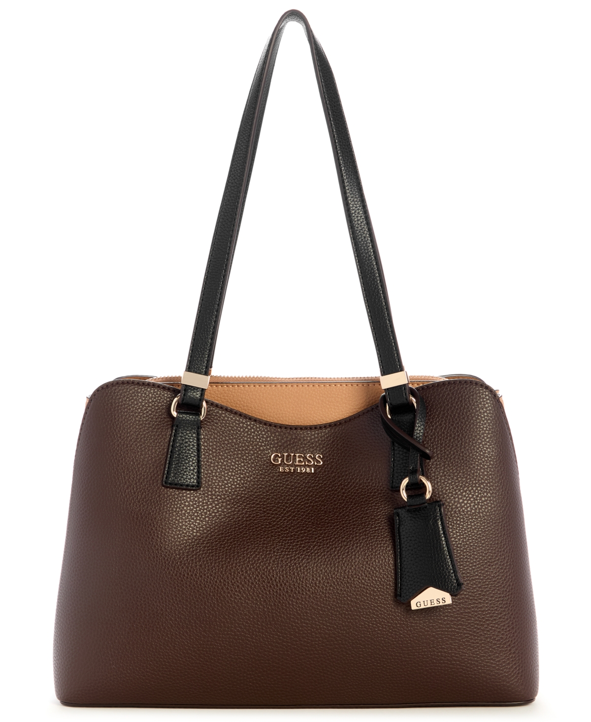 Guess Lyndi Large Girlfriend Satchel Bag In Brown