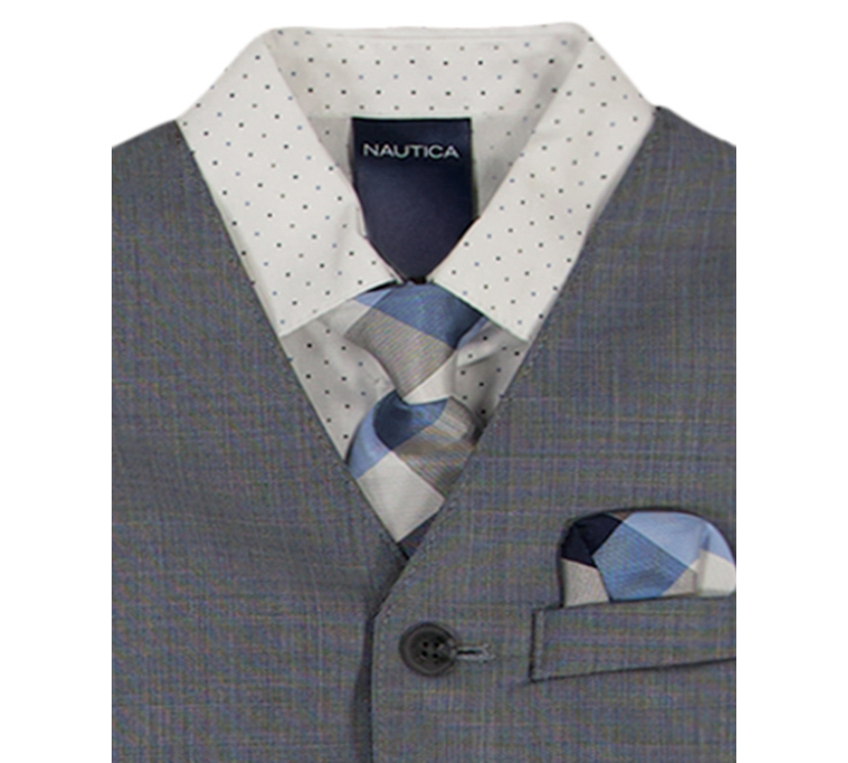Nautica Boys 2t-7 4-piece Deco Sharkskin Vest, Shirt, Tie And Pants Set In Black