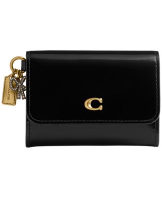 COACH Essential Mini Spazzolato Leather Flap Card Case with Charm