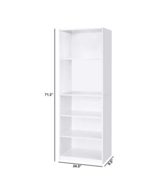Modern 5-Shelf Bookcase for Storage and Display in Living Room or Office