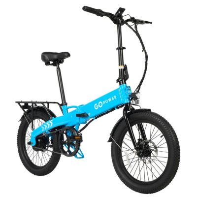 GoVolt Folding Electric Bike for Adults | 20" Tires | 500W Motor | 45+ Mile Range | 20mph Top Speed | Class 1 & 2 eBike | Blue