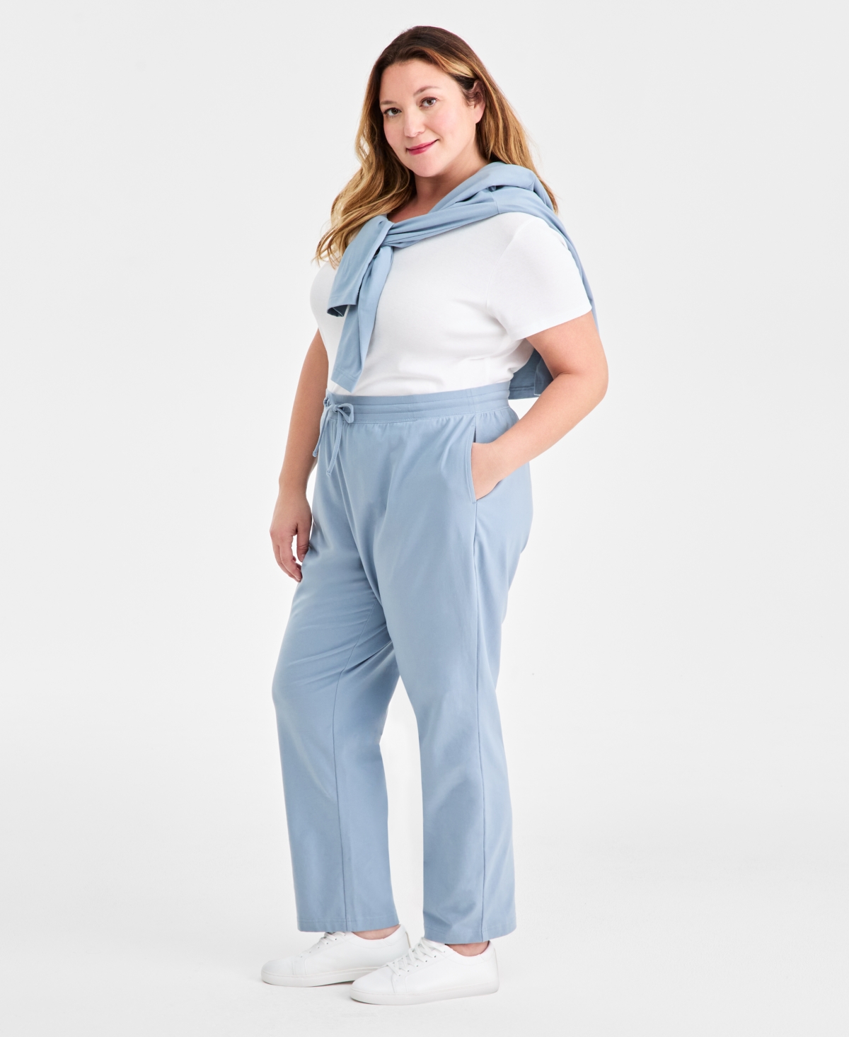 Style & Co Plus Size Knit Pull-on Pants, Exclusively At Macy's In Blue