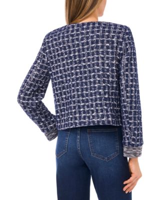 Women's Collarless Crew Neck Long Sleeve Jacket