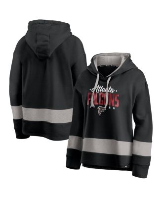 Fanatics - Women's&nbsp;Black/Gray Atlanta Falcons Huddle Up Fundamental Fleece Color Block Pullover Hoodie
