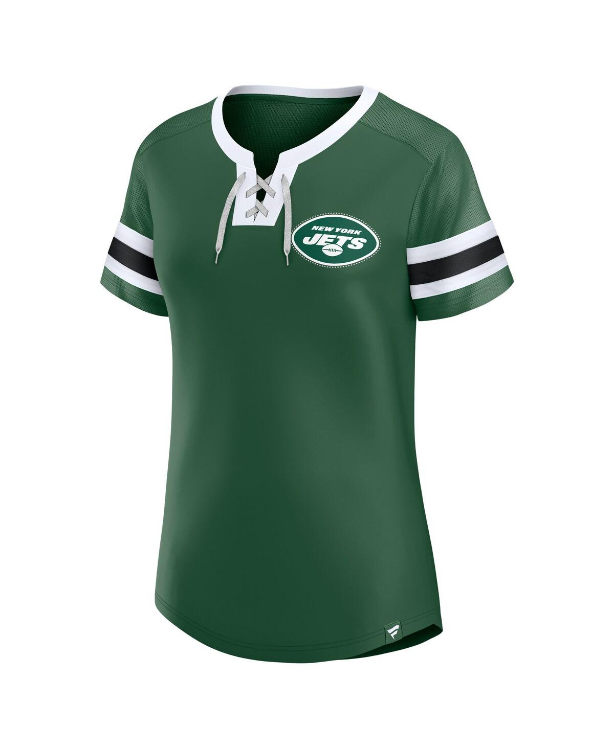 Fanatics Women'sâ Green New York Jets Lace-up Bling T-shirt In Multi