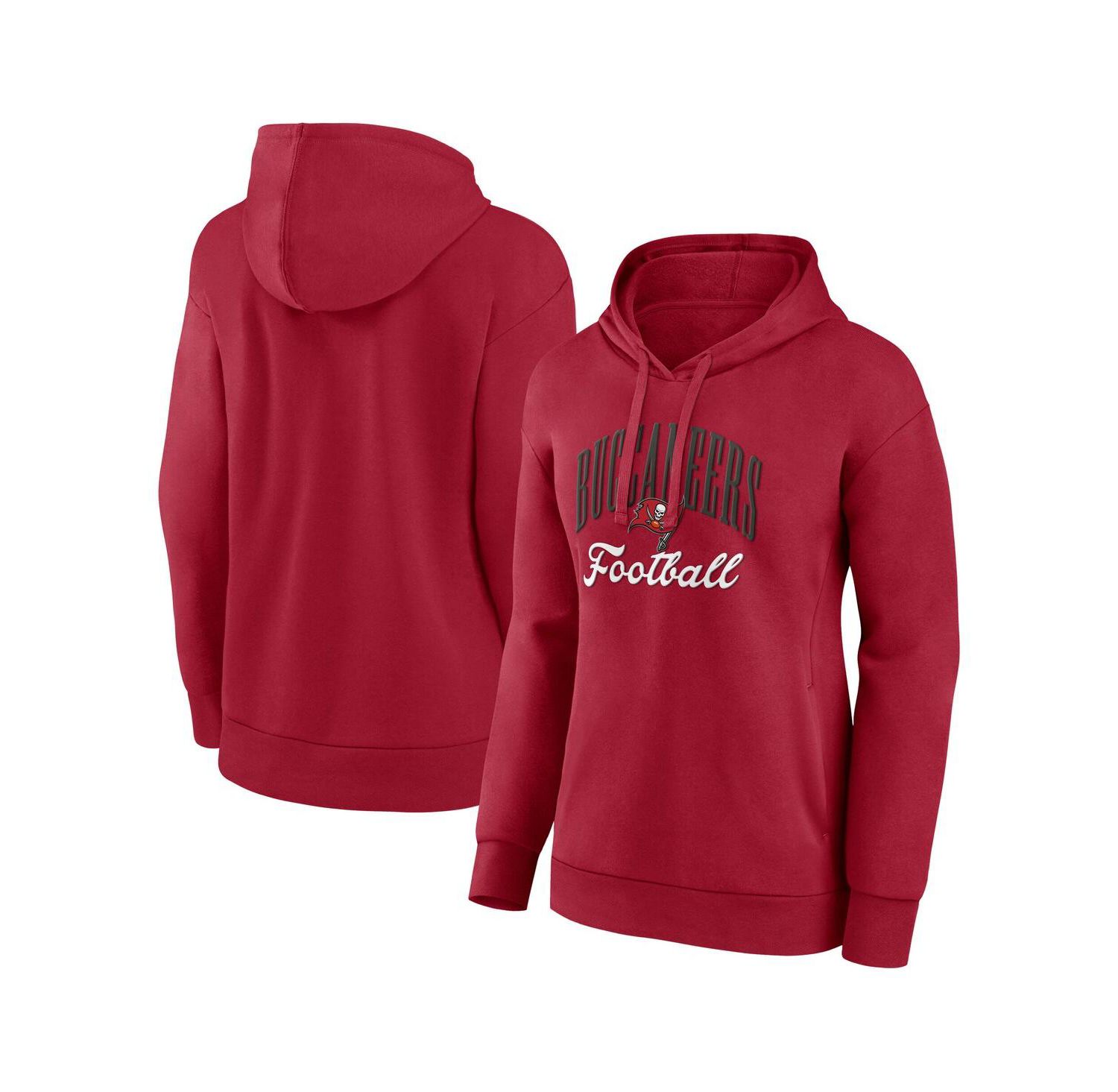 Women's Red Tampa Bay Buccaneers Team Logo Victory Script Pullover Hoodie