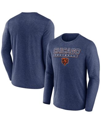 Fanatics - Men's Heather Navy Chicago Bears Fundamentals Long Sleeve T-Shirt