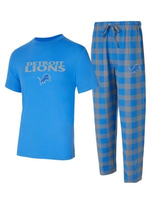 Concepts Sport - Men's Blue/Silver Detroit Lions Avondale T-shirt and Flannel Pants Set