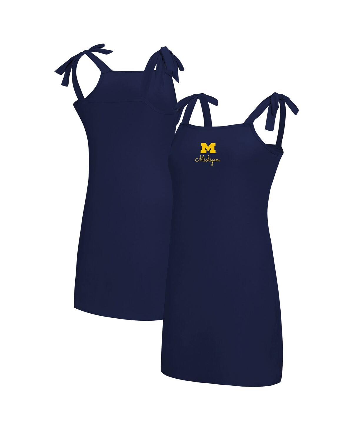 Concepts Sport Women's Navy Michigan Wolverines Tie-shoulder Nightdress In Blue