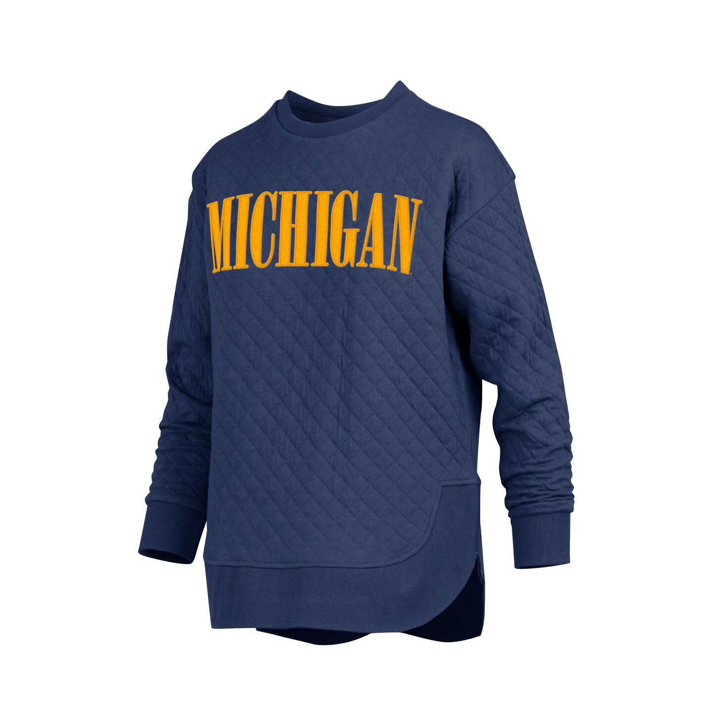 Женская толстовка Pressbox Navy Michigan Wolverines Quilted Long Sleeve Pullover — фото 2