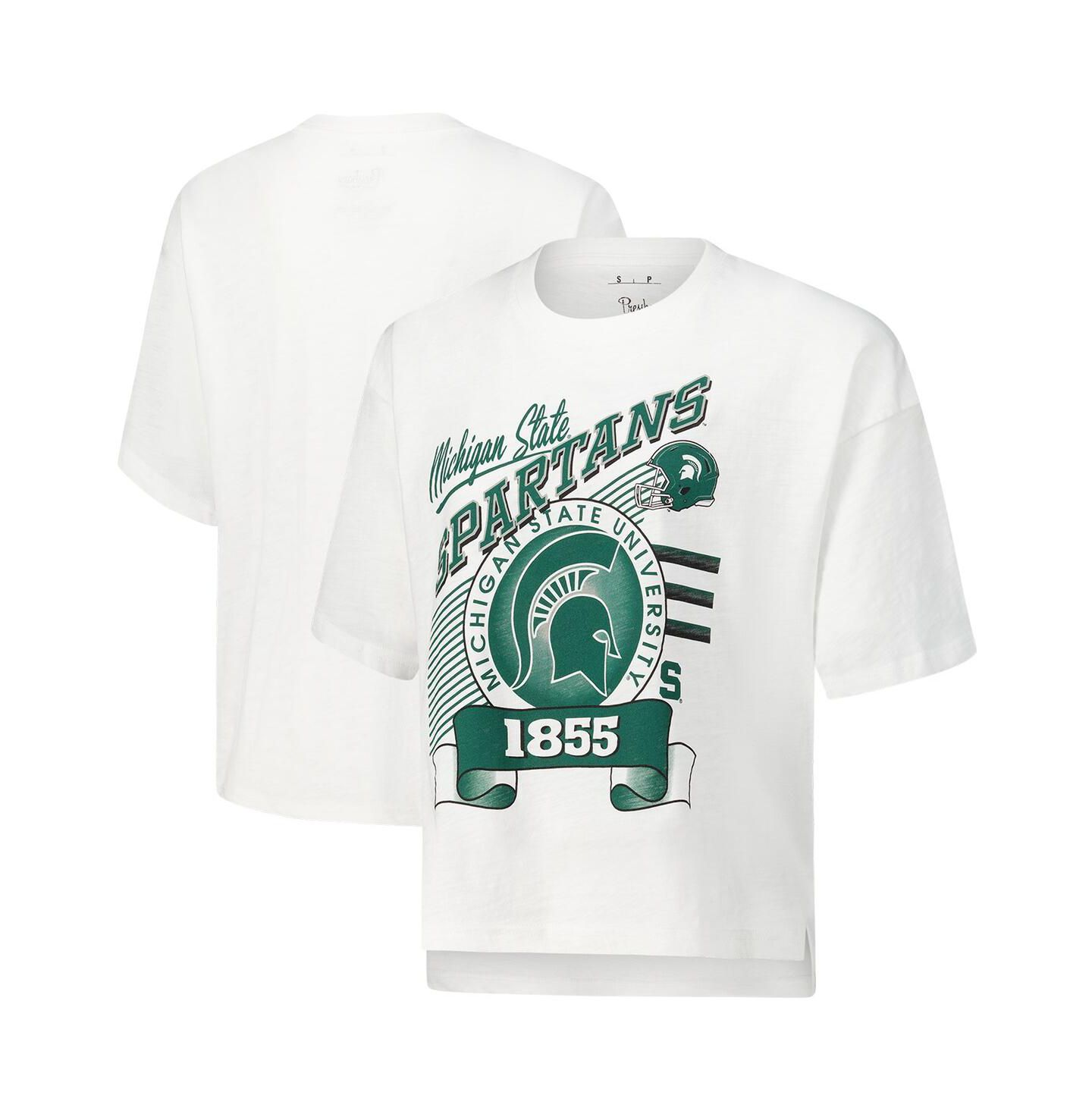 Женская футболка Pressbox White Michigan State Spartans Rock Roll Slub — фото 1