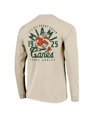 Men's Natural Miami Hurricanes Comfort Colors Mascot Overlay Long Sleeve T-Shirt