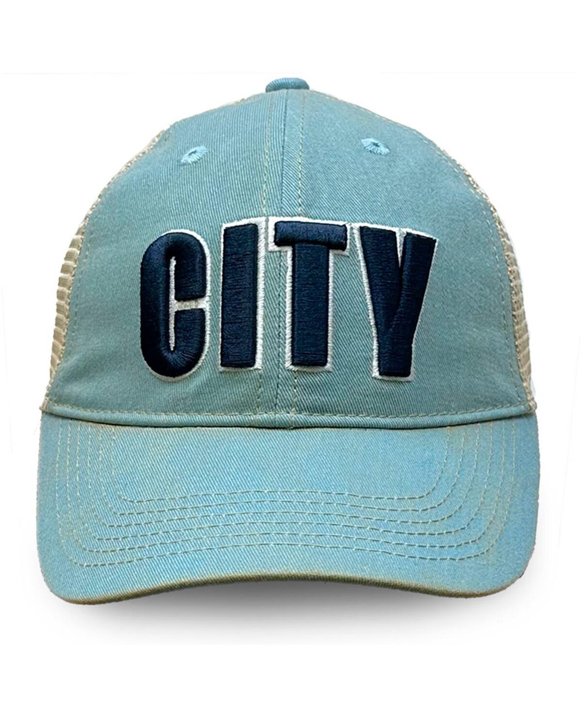 1863fc Men's Sky Blue Manchester City Washed Trucker Adjustable Hat In Blue