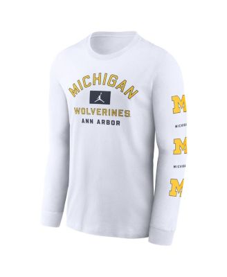 Men's White Michigan Wolverines Primetime Classic Location Long Sleeve T-Shirt