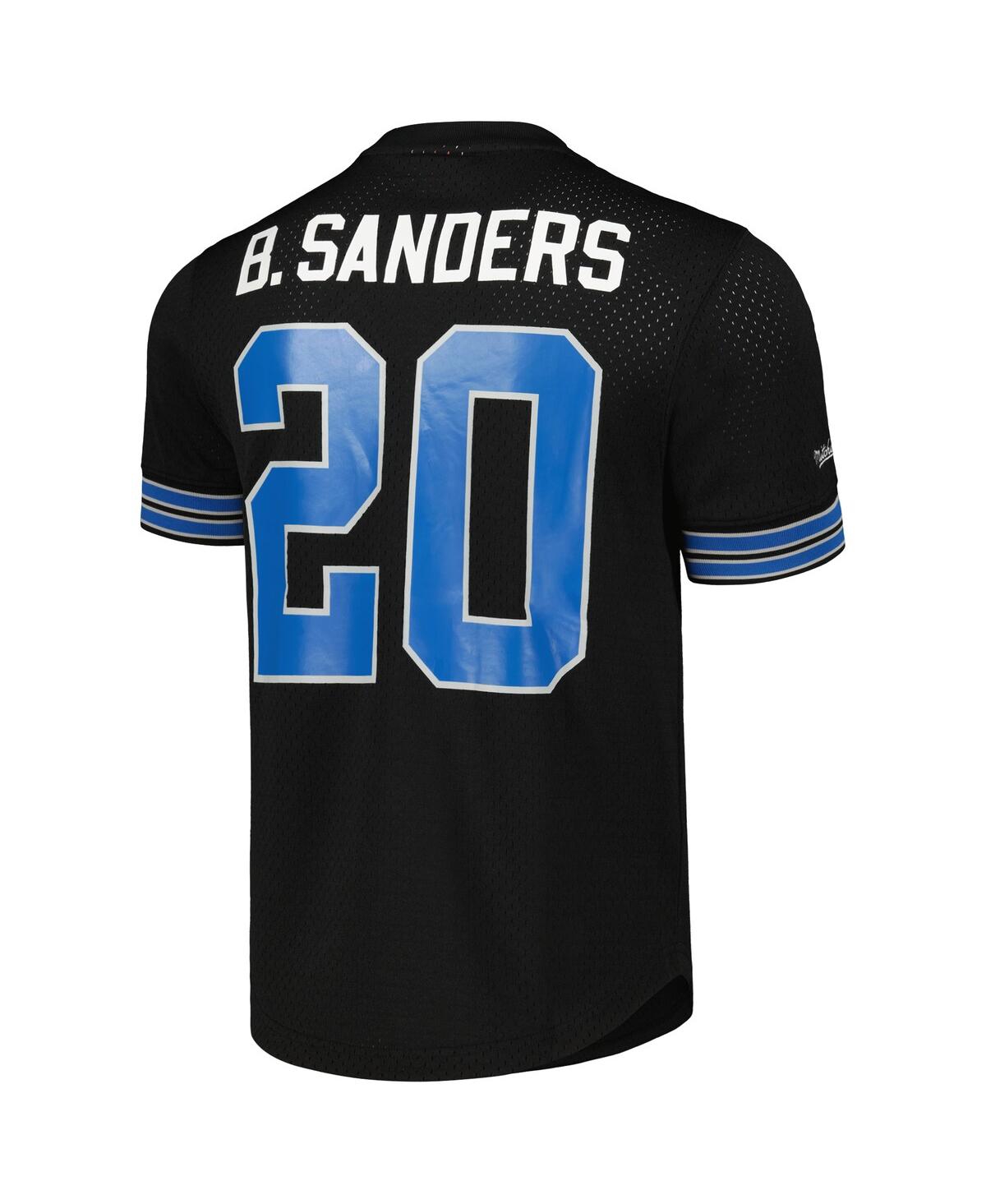 Mitchell & Ness Men's Barry Sanders Black Detroit Lions Big Tall Mesh Player Name Number Shirt In Black