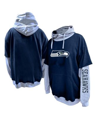 Profile - Men's College Navy/Heather Gray Seattle Seahawks Big Tall Twofer Pullover Hoodie