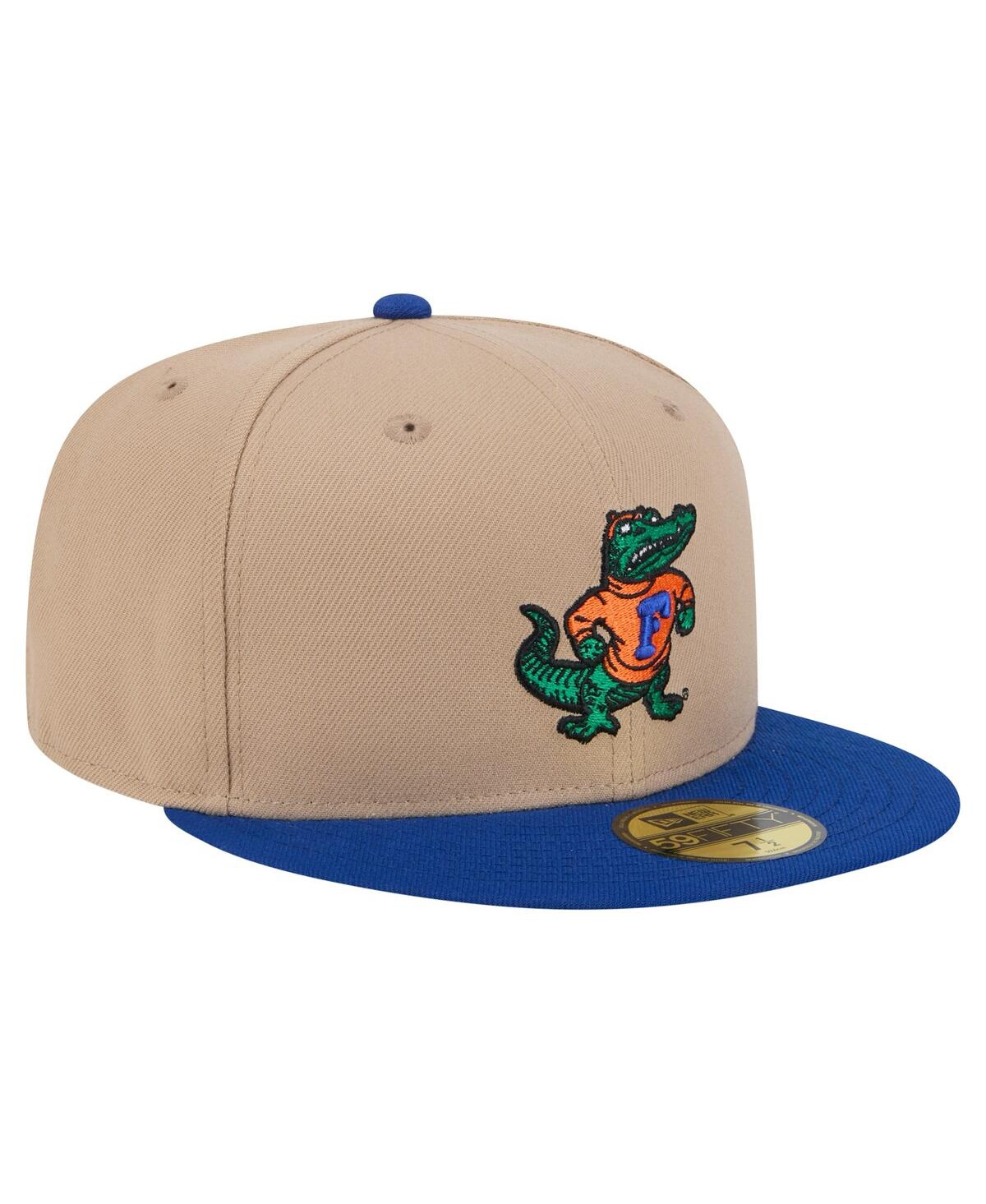 New Era Men's Khaki Florida Gators Throwback Two-tone 59fifty Fitted Hat In Brown