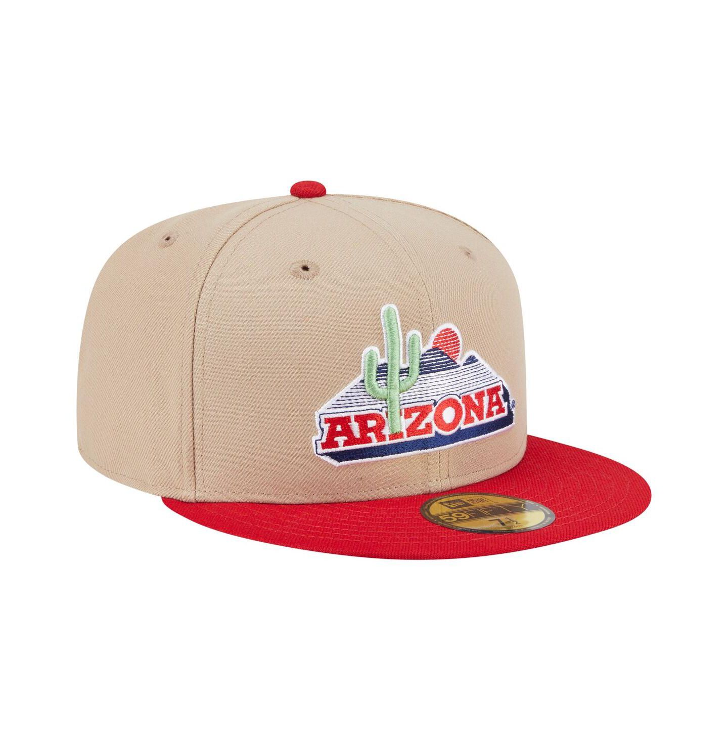 Мужская кепка New Era Khaki Arizona Wildcats Throwback Two-Tone 59FIFTY Fitted Hat — фото 3