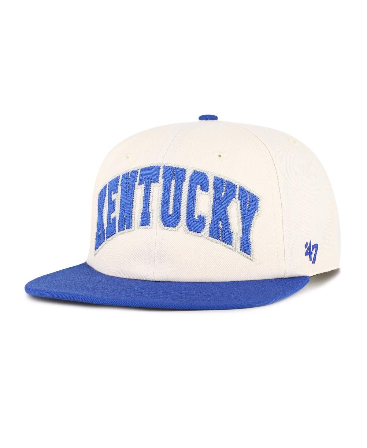 47 Brand Men's And Women's Natural Kentucky Wildcats Crossover Off Hand Captain Adjustable Hat In White