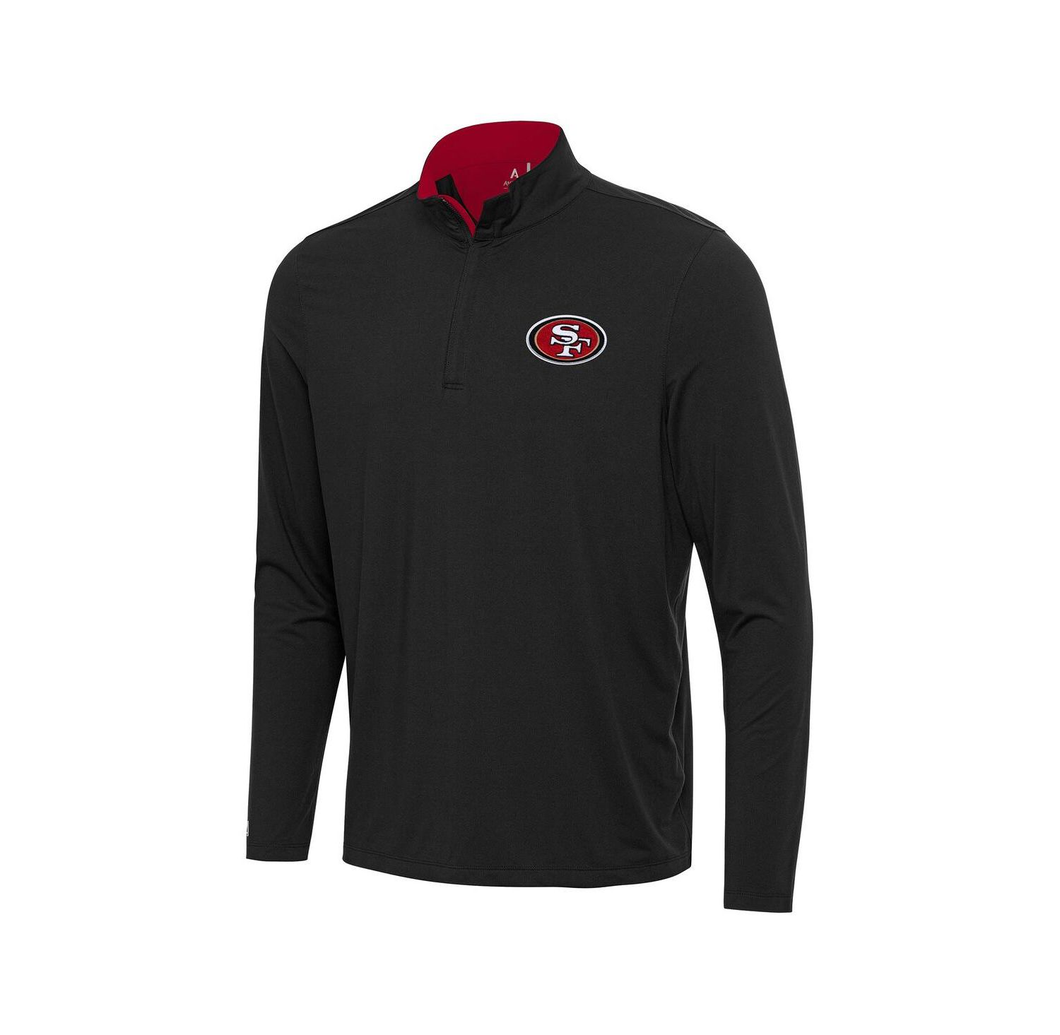 Men's Black/Scarlet San Francisco 49ers Content Quarter-Zip Pullover Sweatshirt