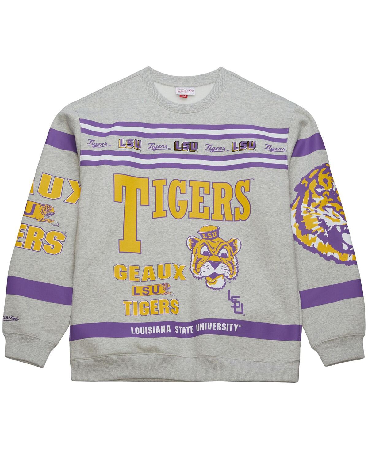 Mitchell & Ness Men's Gray Lsu Tigers All Over Print Sweatshirt In Gray