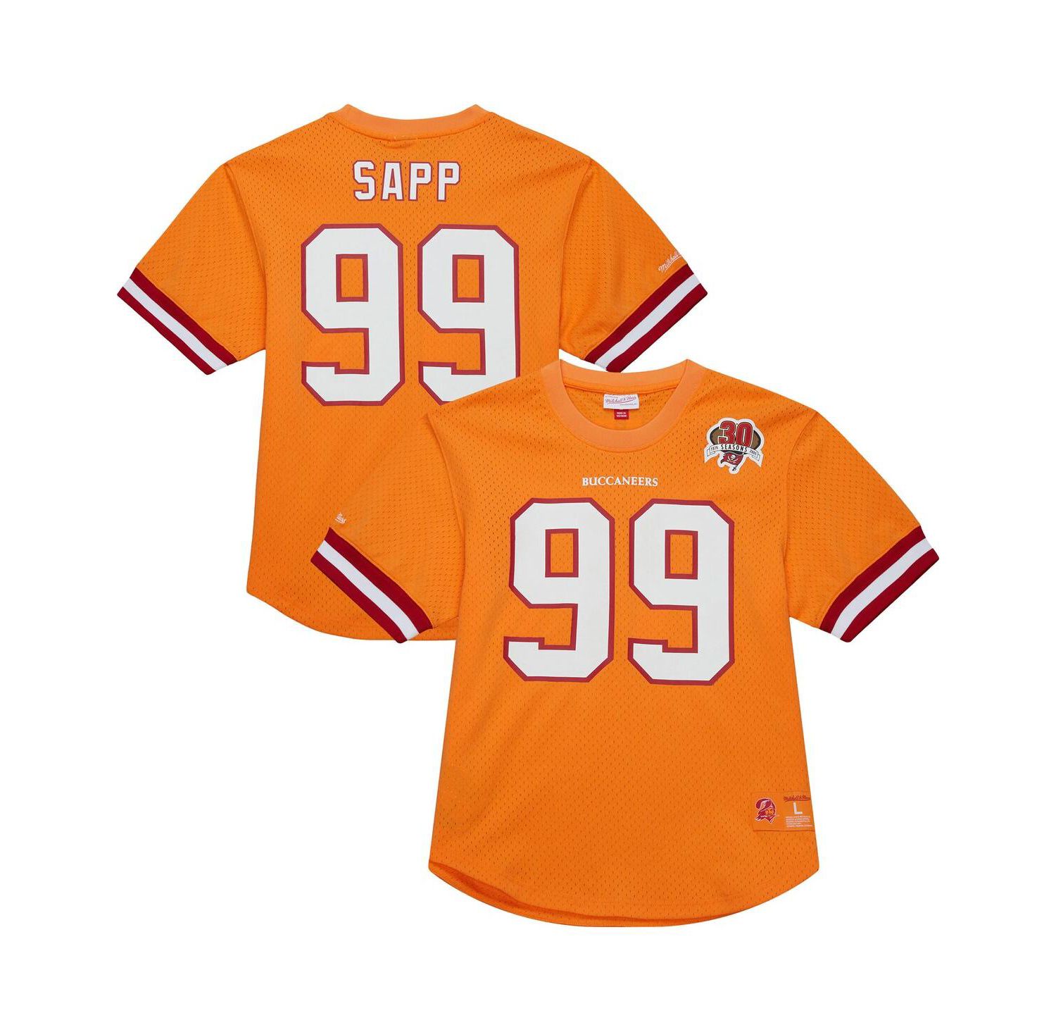 Men's Warren Sapp Orange Tampa Bay Buccaneers Retired Player Name & Number Mesh T-Shirt