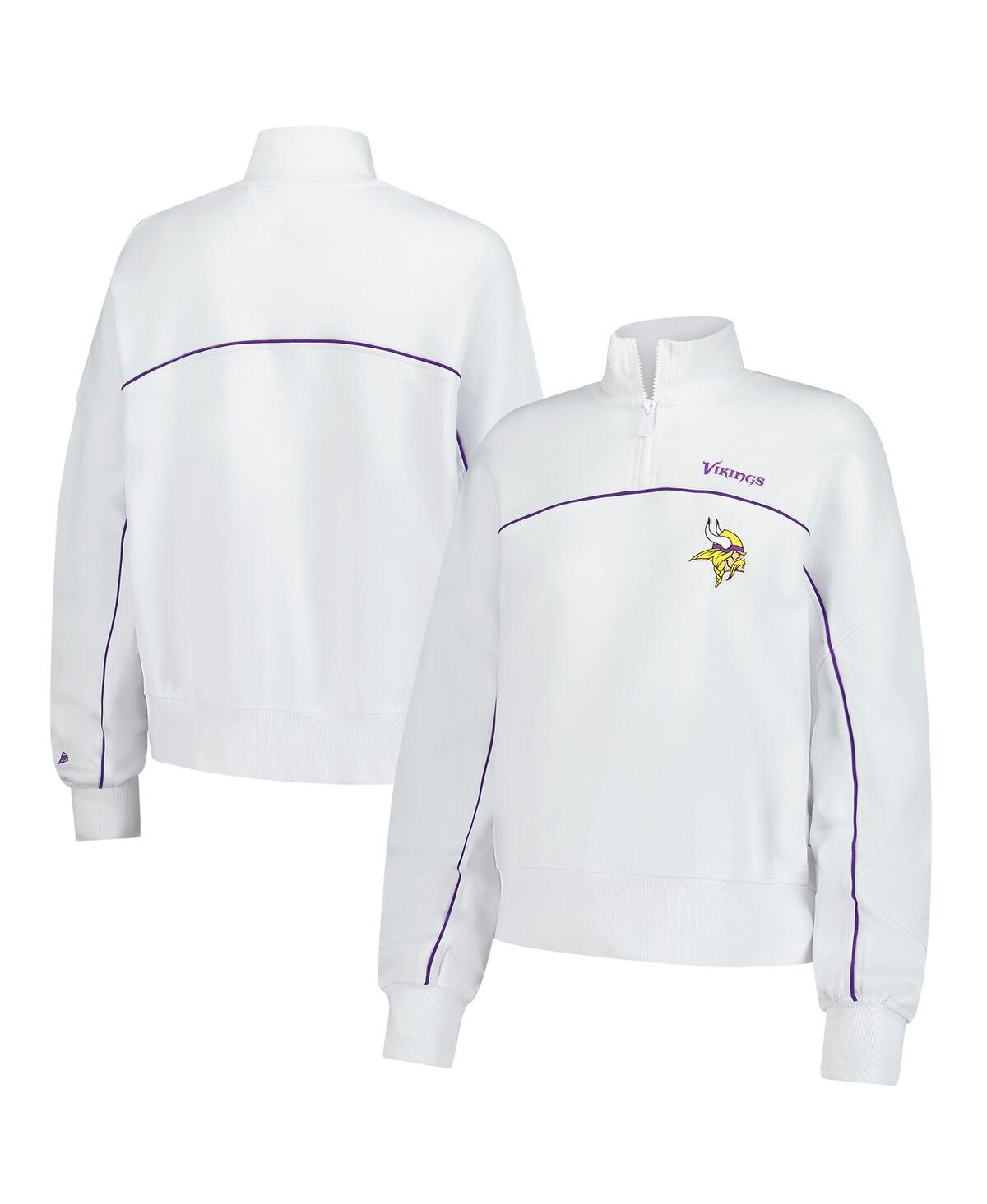 New Era Women's White Minnesota Vikings Functional Fandom Quarter-zip Sweatshirt In White