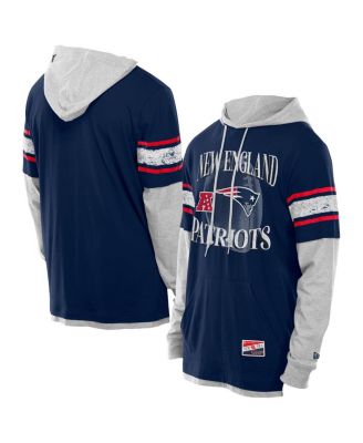 New Era - Men's Navy New England Patriots Twofer Layered Long Sleeve Hoodie T-shirt