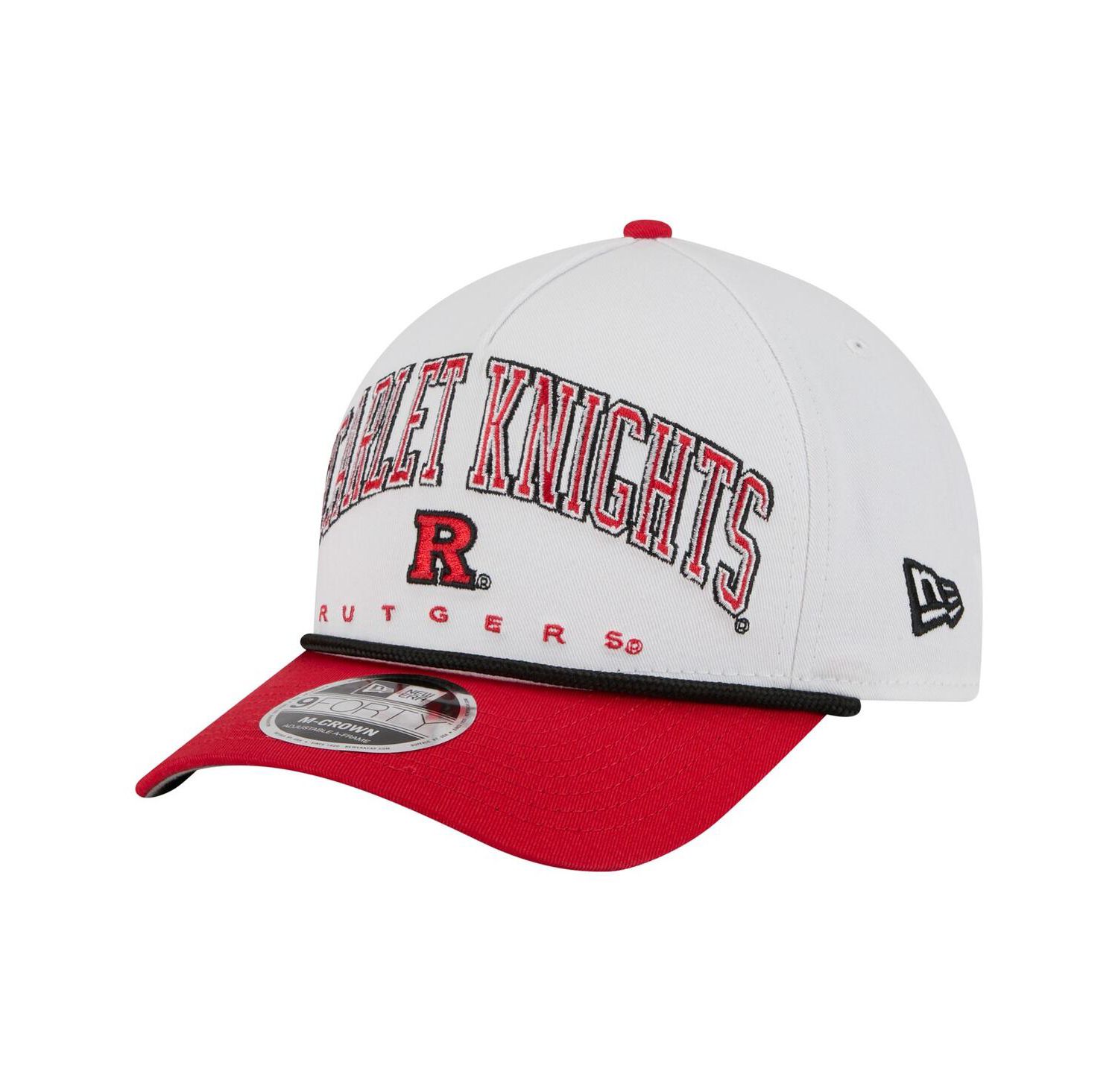Men's White/Scarlet Rutgers Scarlet Knights Arch Two-Tone Rope 9FORTY A-Frame M-Crown Adjustable Hat