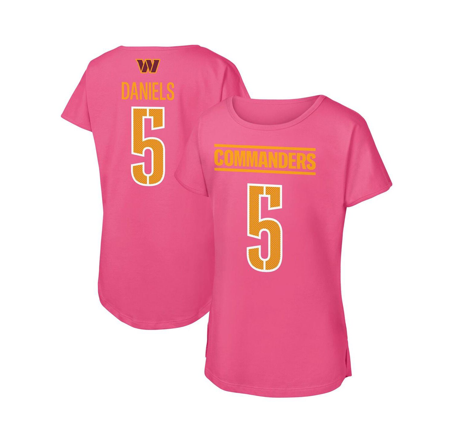 Big Girls Jayden Daniels Pink Washington Commanders Player Name & Number T-Shirt