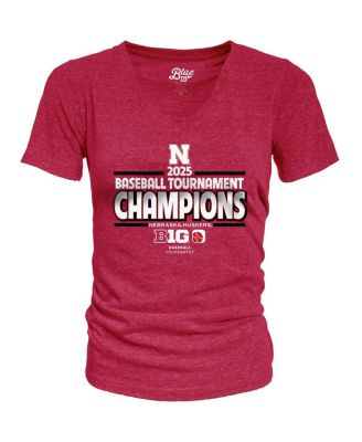 Women's Scarlet Nebraska Huskers 2025 Big Ten Baseball Conference Tournament Champions Locker Room V-Neck T-Shirt