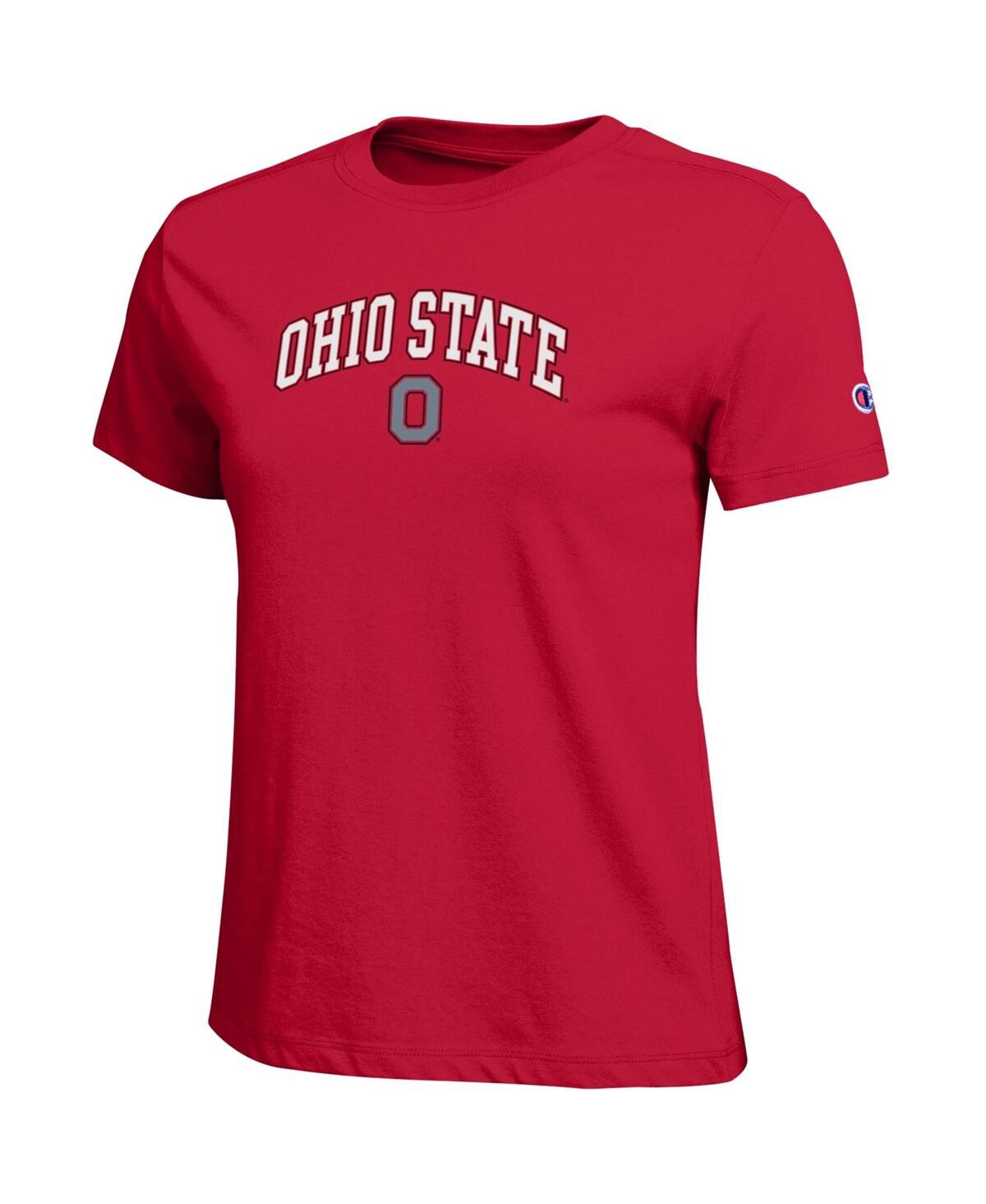 Champion Women's Scarlet Ohio State Buckeyes Arched Over Logo T-shirt In Red