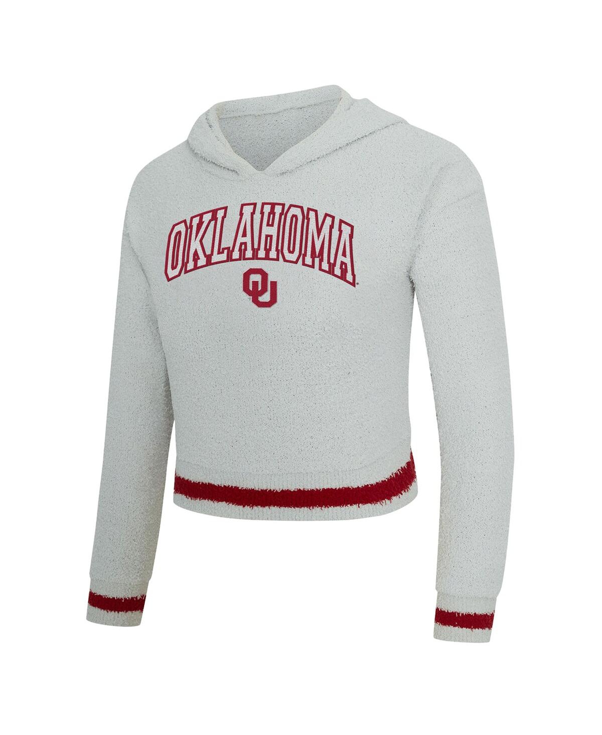 Concepts Sport Women's 2-piece Gray/crimson Oklahoma Sooners Whitley Long Sleeve Hoodie Top And Shorts Set In White