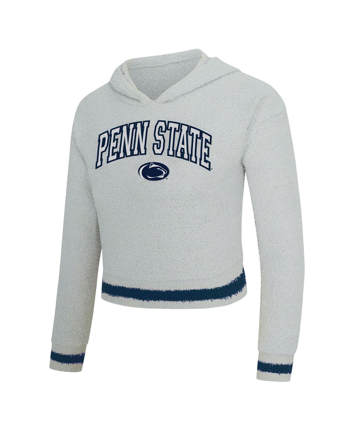 Concepts Sport Women's 2-piece Gray/navy Penn State Nittany Lions Whitley Long Sleeve Hoodie Top And Shorts Set In White
