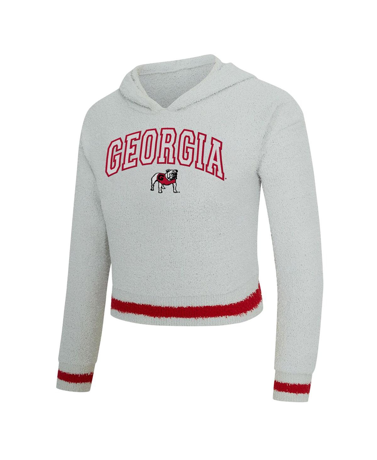 Concepts Sport Women's 2-piece Gray/red Georgia Bulldogs Whitley Long Sleeve Hoodie Top And Shorts Set In White