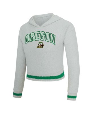Women's 2-Piece Gray/Green Oregon Ducks Whitley Long Sleeve Hoodie Top and Shorts Set